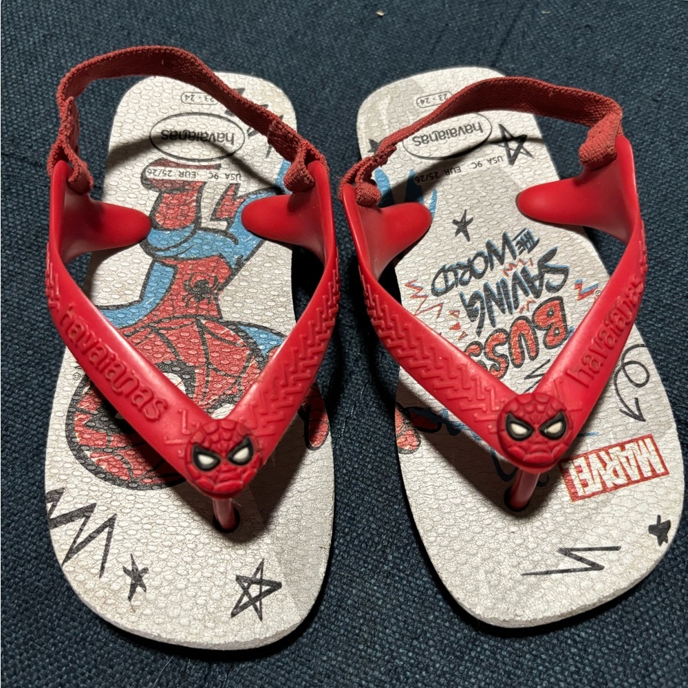 Spider-Man Havaianas Toddler Size 9 Flip-Flops